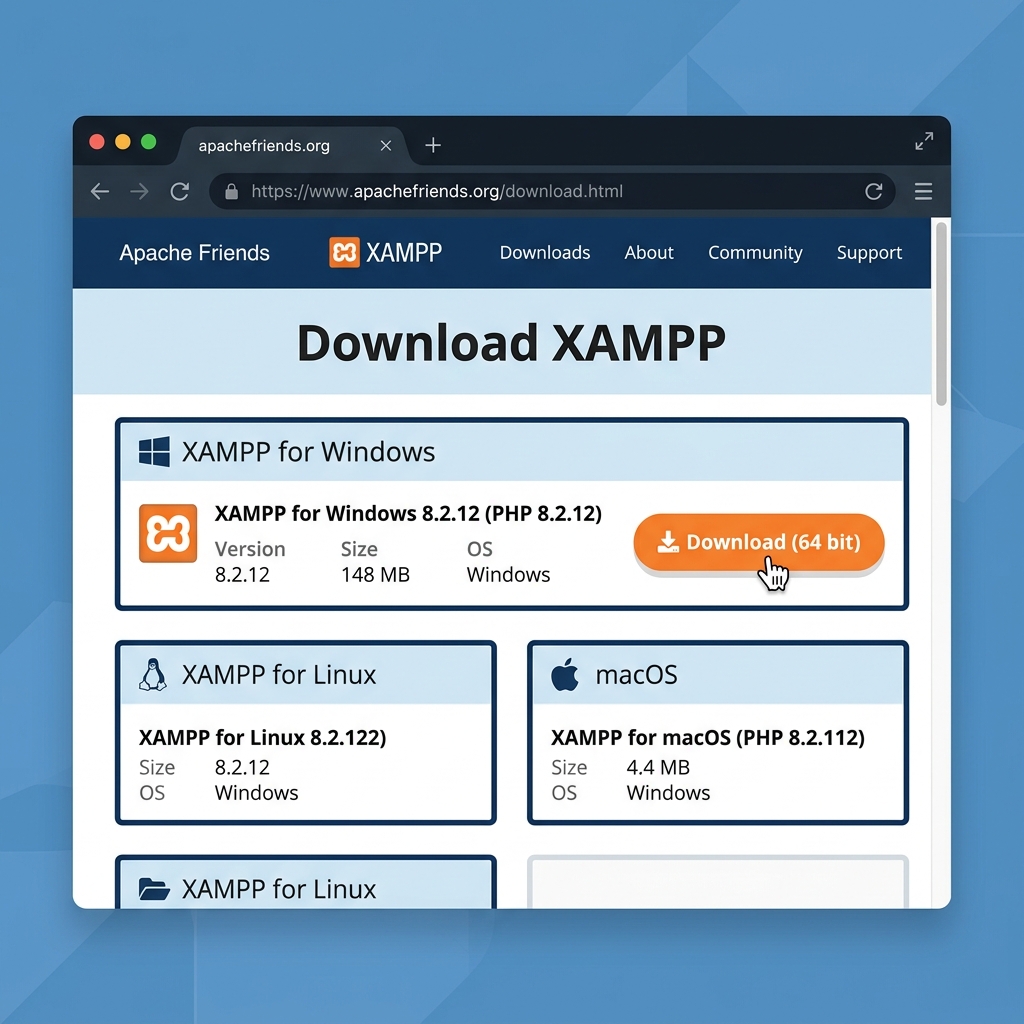 Unduh XAMPP dari apachefriends.org