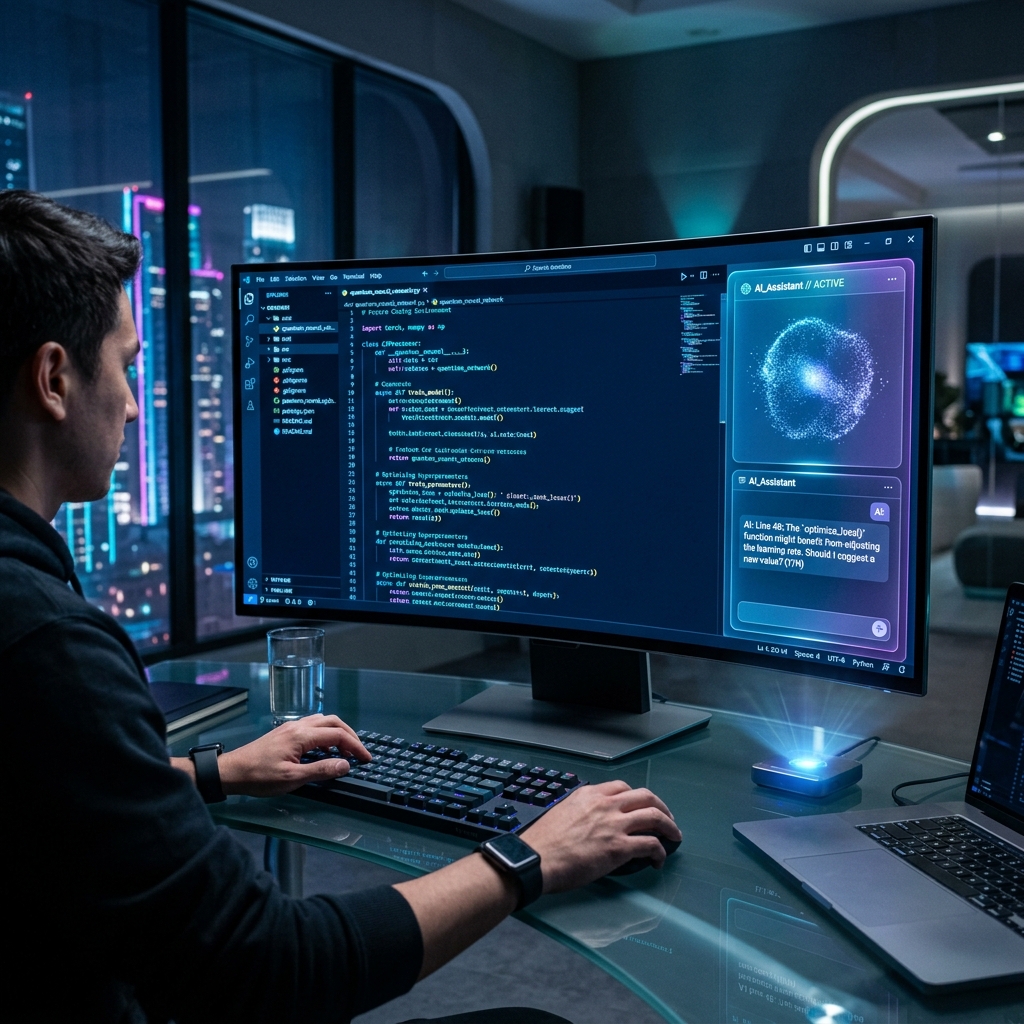 Infografis Perbandingan Penggunaan RAM Ekstensi AI VS Code Copilot Codeium Tabnine